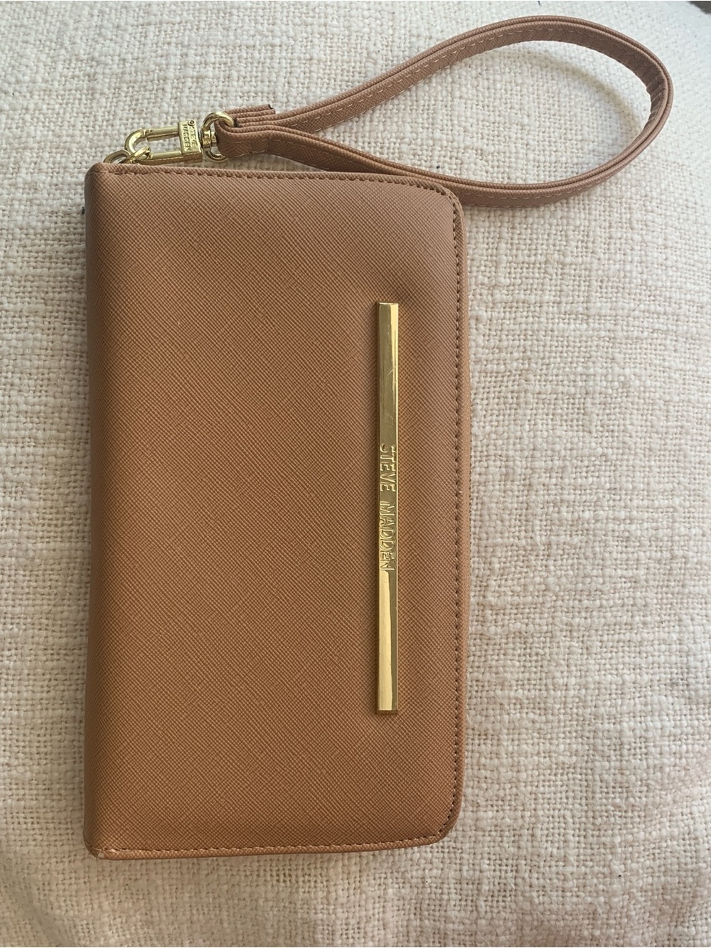 Steve Madden Camel/Tan Wristlet Wallet with Gold Accent